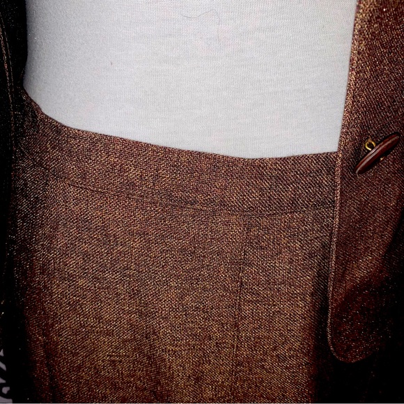 Sheri Martin Brown 3-Button Tie Front Jacket and Embroidered A-Line Skirt - Picture 7 of 10